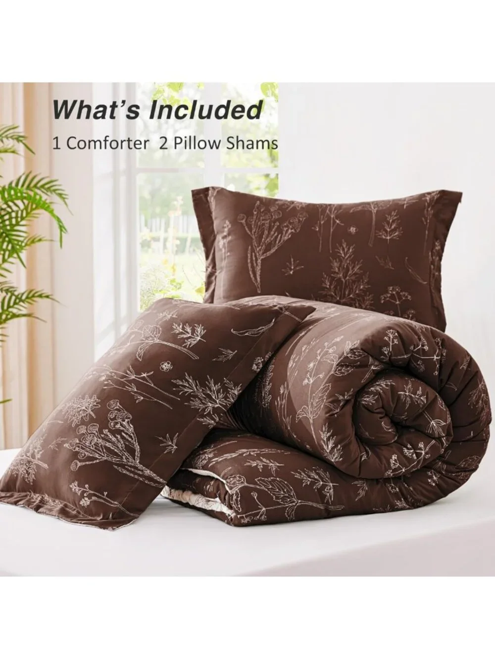 Cozy Floral Full Comforter Set - 3 Piece Reversible Bedding for All Seasons